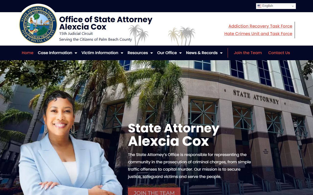 Office of the State Attorney, Fifteenth Judicial Circuit, which files charges in Palm Beach County court records after an arrest